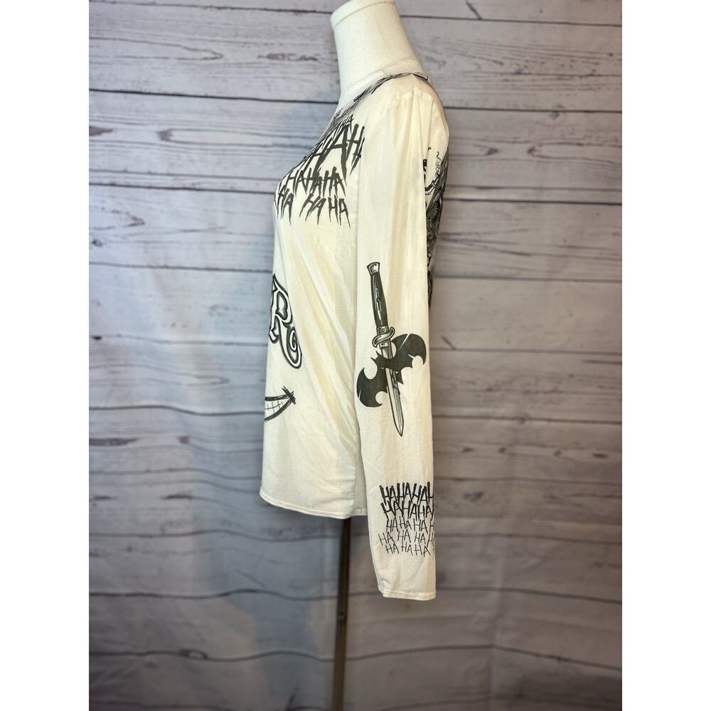Suicide Squad Joker Tattoo Graphic Long Sleeve Shirt One Size Beige - Picture 2 of 6